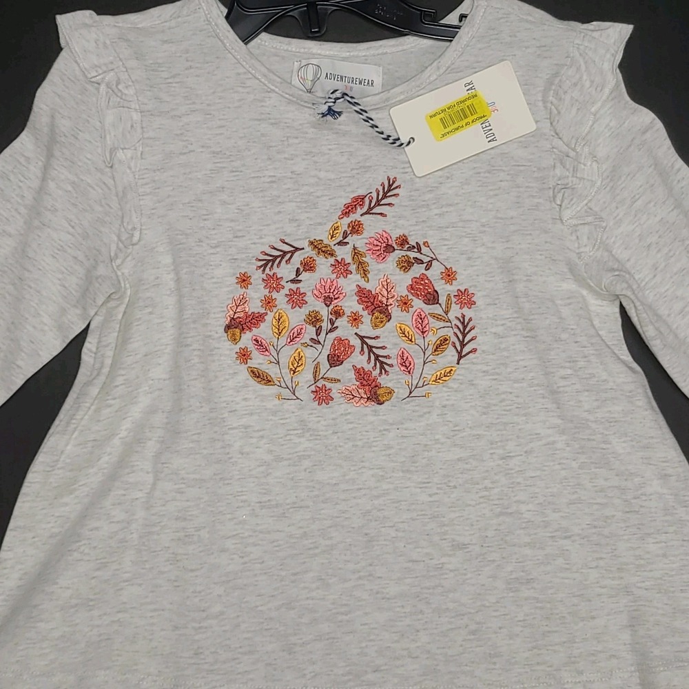 Adventurewear 360 NWT Girls 4T Fall Pumpkin Embroidered Long Sleeve Shirt